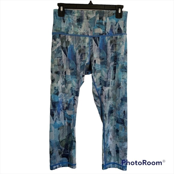 Lululemon Cropped Leggings Geometric Striped Multi Color - Picture 1 of 9